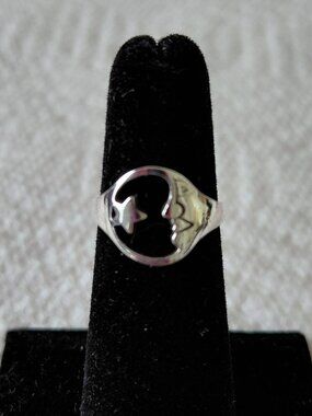 Vintage Sterling Silver Moon and Star Celestial Ring - Size 5 or 5.5